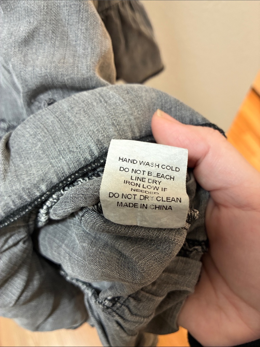 Origami Ruffle Detail Button-Down Shirt - Washed Gray - Picture 3 of 4